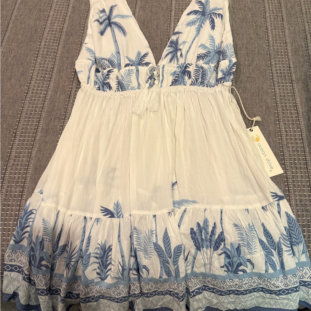 NWT Ocean Drive Blue and White Sleeveless Dress